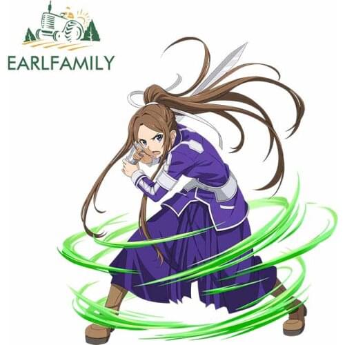 EARLFAMILY 13cm x 11.9cm for Sword Art Online High Ponytail Girl Car Stickers Bumper Decal Refrigerator Motorcycle Graphics