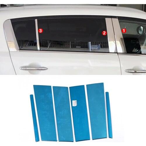 For Kia Sportage R 2011-2015 Chrome Window B C Pillar Strip Cover Trim Stainless Steel Car Center Pillars Sticker