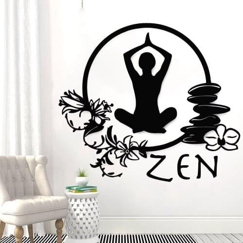 Zen Wall Sticker Yoga Studio Art Decor Flowers Removable Vinyl Wall Decals Meditation Room Bedroom Romantic Home Decoration Y712