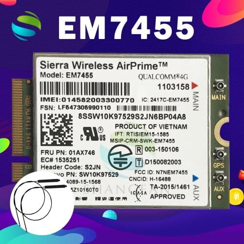WIRCARD EM7455 FRU 01AX746 LTE 3G 4G Card for Thinkpad X1 carbon 5th gen X270 T470 T470S T470P T570 L570 L470 P51 P71