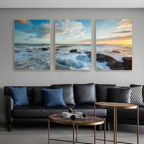 Sunrise Seascape Painting Ocean Waves Reef Sunrise Canvas Painting Wall Art Posters and Prints Living Room Study Home Decoration