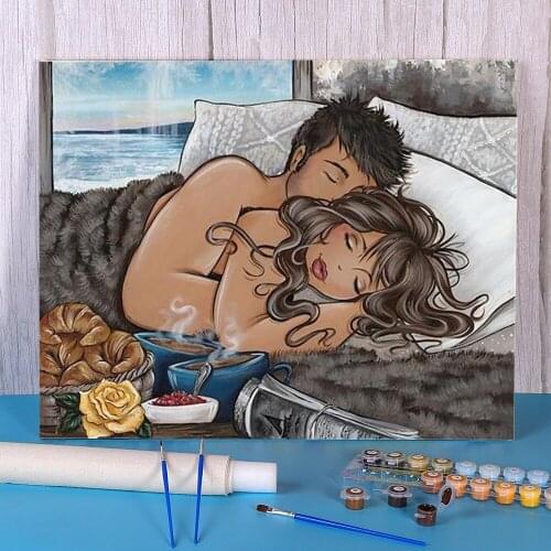 Cartoon Woman Painting By Numbers Package Oil Paints 50*70 Oil Painting Wall Paintings Crafts For Adults Wholesale