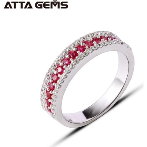 Ruby Sterling Silver Rings for Women Small Round Created Ruby Women Fine Jewelry Exquisite Style Birthday Gift for Fashion Girl