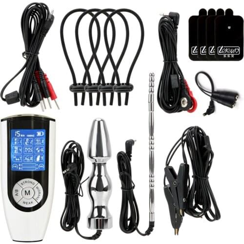 Electric Shock Kit,Anal Plug Urethral Catheter Nipple Clamp Clitoris Stimulate Body Massage Penis Ring Adult Sex Toys For Couple