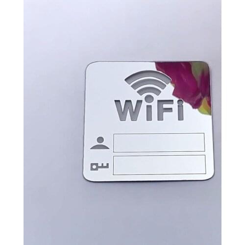 Laser Hollow WIFI Sign 3D Acrylic Mirror Wall Stickers Rewritable Handwriting Account and Password For Public Shope WIFI Signage