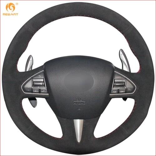 MEWANT Black Suede Car Steering Wheel Cover for Infiniti Q50 2014 2015 QX50 2015 Interior Accessories Parts