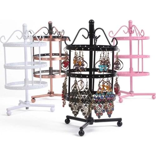 72 Holes Multifunctional Earrings Stud Necklace Jewelry Display Storag Stand Metal Rotating High Quality Display Stand Holder