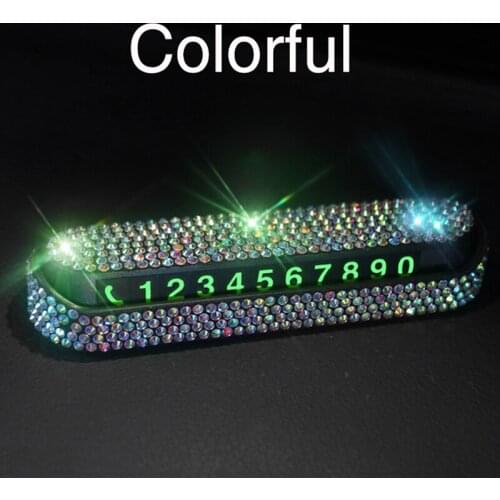 Fashion Car Styling Temporary Parking Card Crystal Diamond Phone Number Card Rhinestone Plate Car