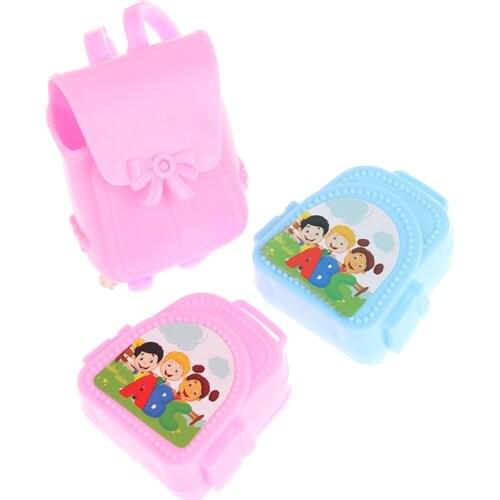 Fashion Cute Doll Bag Plastic Backpack Pink Blue Shoulder School DIY Accessories For Doll Baby Girl Kids Dollhouse Lovely Toy