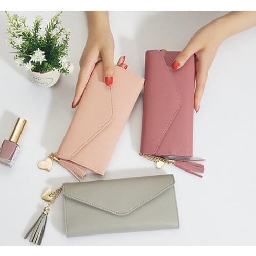 Fashion Womens Tassel Wallet Female Pu Leather Wallets Ladies Clutch Money Bag Coin Purse Handbags Credit Card Wallet For Women