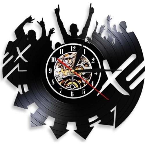 Rock Music Concert Vintage Vinyl Record Wall Clock Disco LED Lighting Wall Hanging Lamp Watch Gift For DJ Rock Music Lover