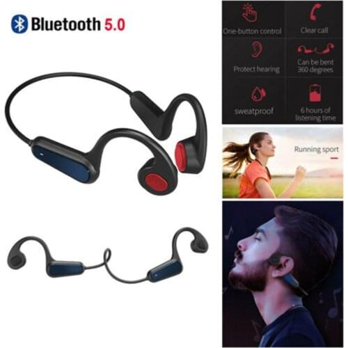 Sweatproof Bone Conduction Headphone Wireless Earphone Sports Running Stereo Headset with Mic Handsfree Calling