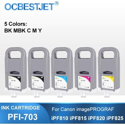 PFI-703 700ML Compatible Ink Cartridge With Full Ink For Canon imagePROGRAF iPF810 iPF815 iPF820 iPF825 Printer 5Colors/Set