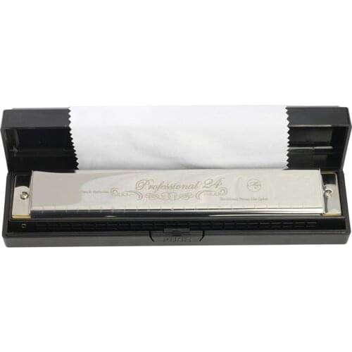Popular 24 Hole Tremolo Harmonica C Key Polyphony Harmonicon Octave tuned Mouth Organ Harmonica with Case Beginner