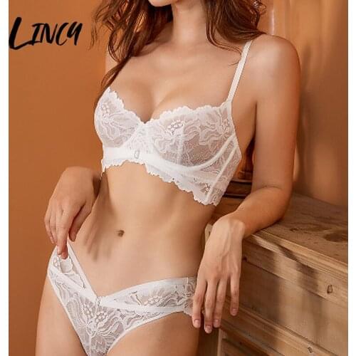 Thin Lace Flower Bra Sexy Suit Push Up Bralette and Panty Set Plus Size Bra Women Seamless Underwear Set Comfortable Lingerie