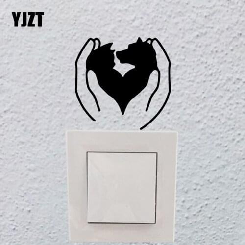 YJZT Wall Switch Sticker Home Room Decor Vinyl Decal Cats And Dogs In The Palm Of The Hand S19-0253
