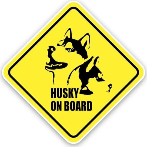 Funny HUSKY ON BOARD Car Sticker Cute Dog Decal Waterproof Auto Accessories PVC,15cm*15cm