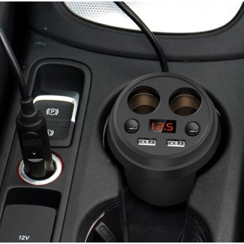 50cps 3.1A/80W Dual USB Charger Car Adapter With 2 Socket Splitter Cigarette Lighter