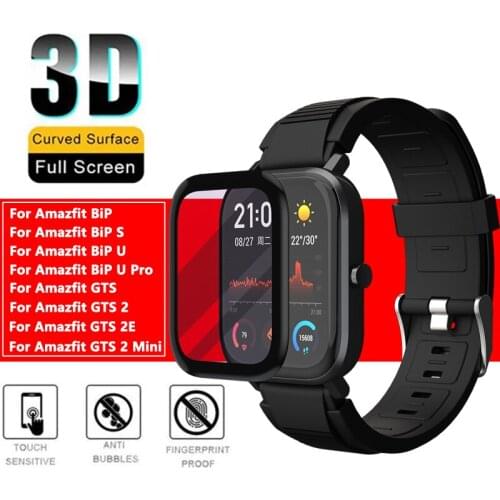 3D Curved Full Edge Soft Glass Protective Film For XiaoMi HuaMi Amazfit BiP S U Pro Watch Accessories For Amazfit GTS 2 2E 2Mini