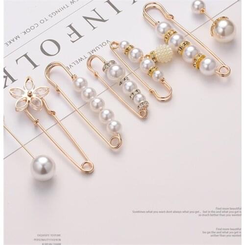 Pearl Pin Brooch Scarf Clips Badge Jewelry Accessories for Shirt Sweater Cardigan Overcoat Decoration