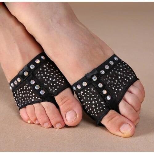Belly Dancing Foot thong Toe Pad Belly Dance Accessories Leopard Sequins Heel Protector Professional Ballet Dance Socks 1 Pair