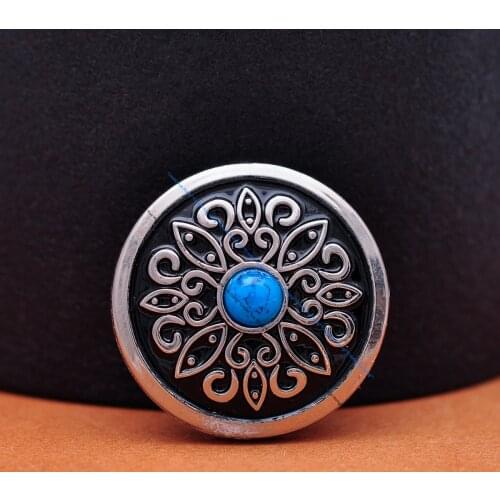 1" Silver Turquoise Bead Punk Gothic Celtic Flower Pattern Leathercraft Western Headstall Saddle Bridle Conchos Screw Back