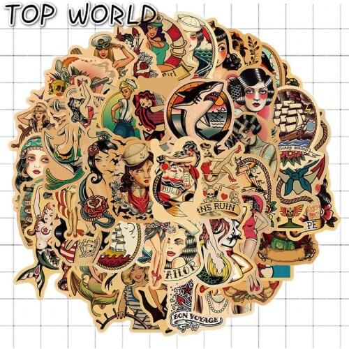 10/50Pcs/set Sexy Retro Girl Navigation Uniform Cartoon Graffiti Sticker For Kid Case Luggage Decals Motorcycle Helmet Laptop