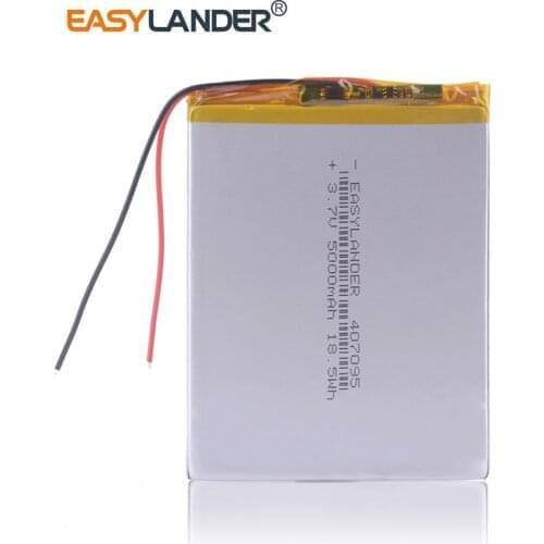 10pcs/Lot 3.7V 5000mAh 407095 Li polymer Battery For Tablet PC IPAQ MID Ebook DIY 7inch 8 inch 9inch wholesale