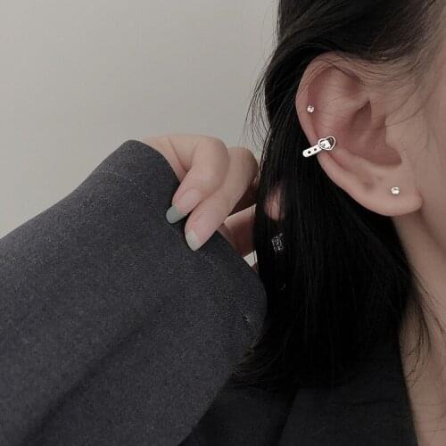 100% Real 925 Sterling Silver Heart-shaped Belt Shape Ear Cuff Wrap Earrings Cool Non-Pierced Cartilage Earring for Women