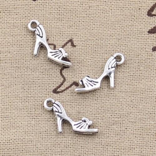 15pcs Charms high-heeled Shoes 20x11mm Antique Making Pendant fit,Vintage Tibetan Bronze Silver color,DIY Handmade Jewelry