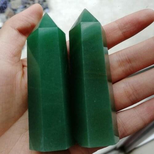 2pcs 100% Natural green aventurine wand Points Collectors Meditation Reiki Healing Chakra Home