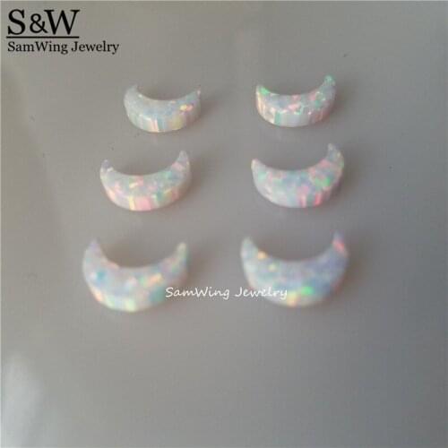 30PCS/ lot Synthetic light blue fire moon shape opal loose bead drilled hole for party wedding women girl boy