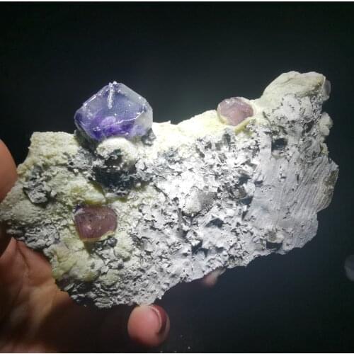 50.5gRare natural purple Fluorite Crystal Cluster mineral paragenesis specimen