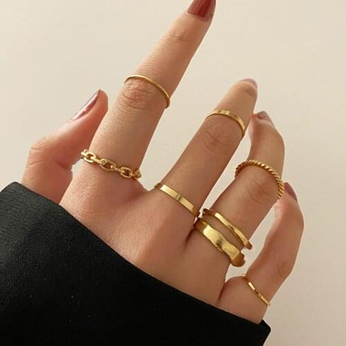 52020 European and American cross-border alloy metal joint ring ins wind ring combination set 7-piece set