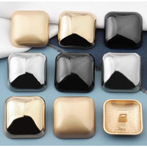 6Pcs 18-25mm High-end silver gold gun black metal square button coat sweater coat clothes tops female decorative buttons C133