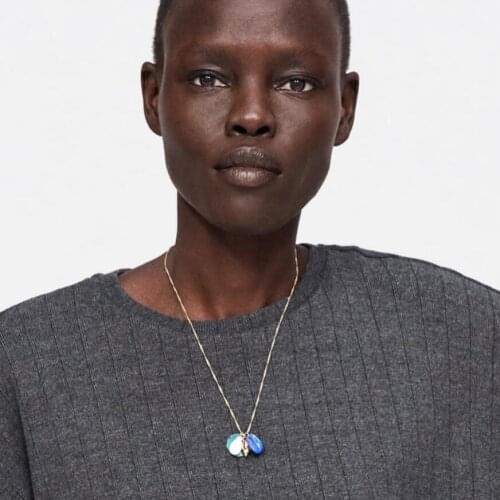 Acrylic Oval Conch Shell Water Drop Pendants Necklace Women Za Jewelry Long Chains Necklace Female Trendy Indian Ethnic Necklace