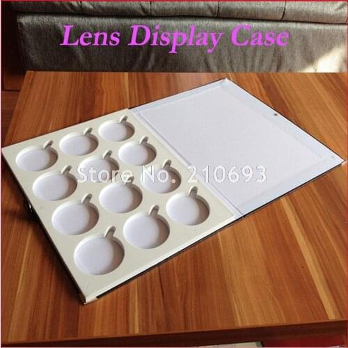 Free shipping 12L Leather holding 12pcs of lenses sample box tray lens case display case L12