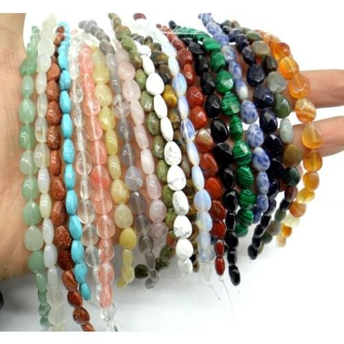 8*11mm Natural stone Turquoises Quartz crystaI tiger eye Opal Teardrop beads for Diy Jewelry Making Necklace Accessories18pcs
