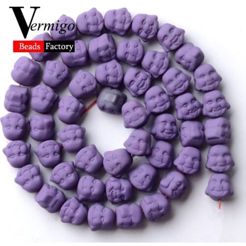 Natural Minerals Beads Purple Buddha Head Nanotech Rubber Hematite Beads For Jewelry Making 8mm Spacer Beads Diy Bracelets 15