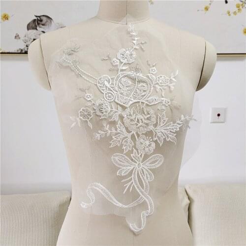 Dream fawn pumpkin carriage bow embroidered lace fabric childrens creative patch