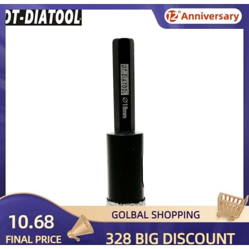 DT-DIATOOL Dia 18mm Vacuum Brazed Hexagon Shank Diamond Drill Core Bit Granite Marble Hole Saw Ceramic Tile Dry Drilling Bit