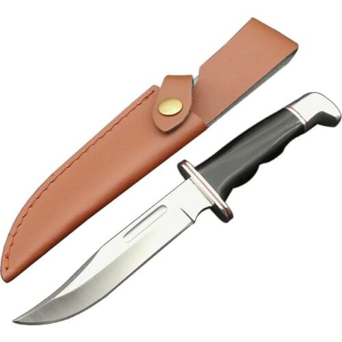 DuoClang Combat Hunting Straight Knives BLACK WOOD Handle Camping Surival Fixed Blade Knife CLASSIC GIFT