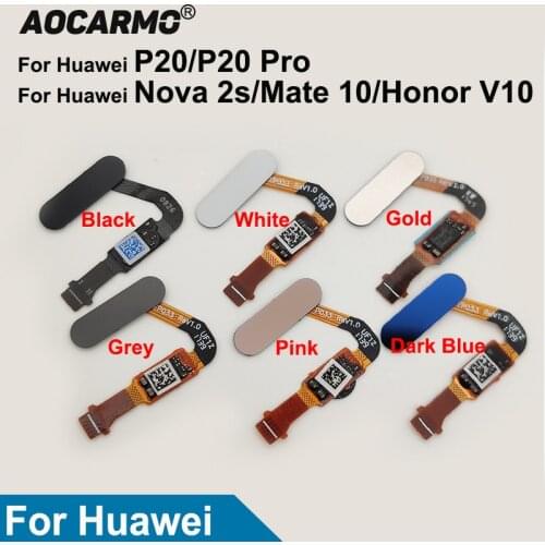 Aocarmo Home Button For Huawei P20 P20 Pro Fingerprint Touch ID Sensor Flex Cable For Huawei Nova 2s Mate 10 Honor V10