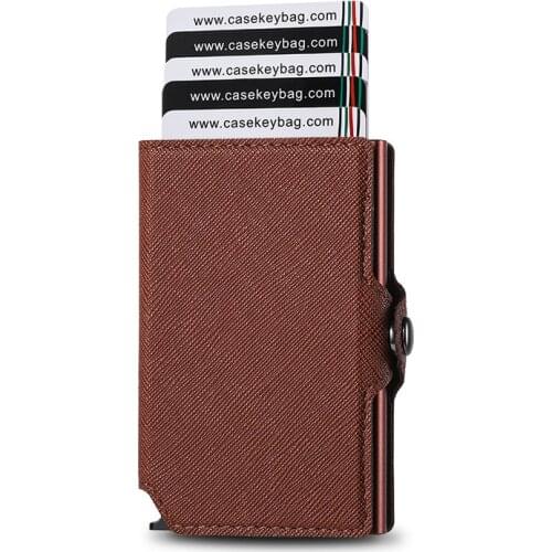 ZOVYVOL Unisex Automatic Bounce Card Bank Card Holder PU Cross Pattern Fashion Business Mens Wallet Buttons Small Case Package