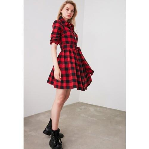 Red Belted Zipper Dress TWOAW20EL0468