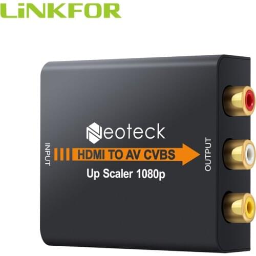 LiNKFOR Alloy HDMI TO 3RCA AV CVBS Video Converter HDMI TO AV Scaler Adapter HD Video Converter Box HDMI to RCA AV/CVSB L/R