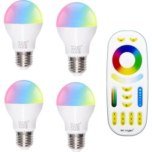 MiLight LED lamp E27 6W RGB + CCT Mi Light LED bulb AC 85V-265V 2.4G RF Wifi Remote Control Smart Bulb Night Atmosphere lighting