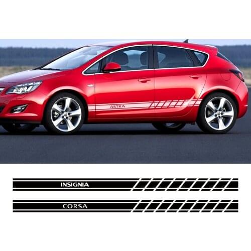 2PCS Car Styling Door Side Skirt Stripes Sticker For Opel OPC Astra J H G K Insignia Corsa D B E Mokka Vectra B Auto Accessories
