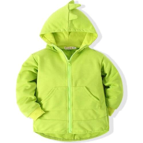 Boys Clothes Coat Baby Childrens Wear Spring And Autumn Dinosaur Style Zippered Sports Coat With Hood Kids Jackets For Boys