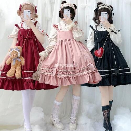 Princess tea party sweet lolita dress bowknot high waist victorian dress+o-neck long/short sleeve lolita top kawaii girl set
